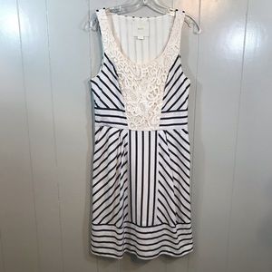 Maeve Anthropologie Navy Blue Lace Knee Length Pockets Lined Tank Dress 10